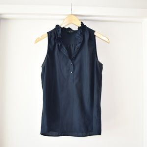 J. Crew Navy Blue Ruffle Tank